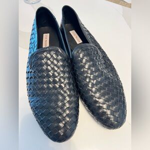 New $195 Steve Madden Plano woven Intrecciato black leather loafers shoes 10